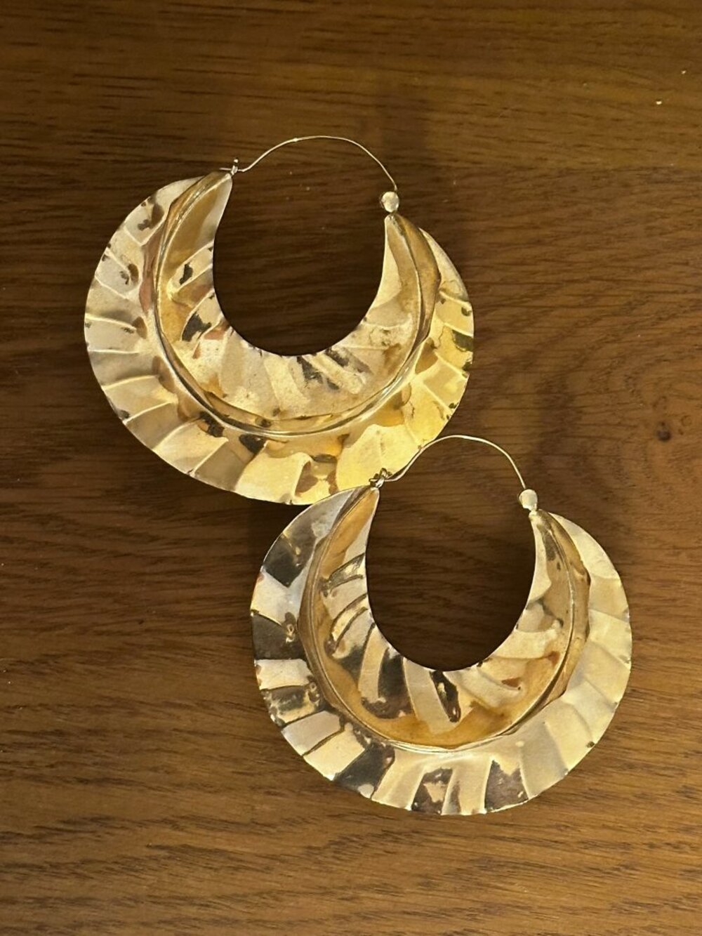 Tawapa Yellow Gold Plated Satin Nomad Statement Hoop Earrings